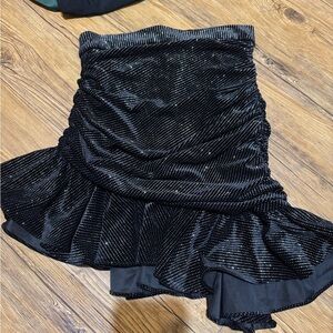 Zara Black Asymmetrical Skirt with Metallic Details